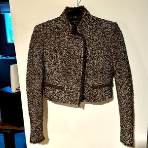 Myleen winterberry Theory size 2 brown/black/cream crop blazer